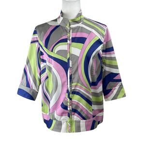 Co & Eddy Groovy Gray Multicolor 1/2 Sleeve Zip Front Light Jacket NWT Medium